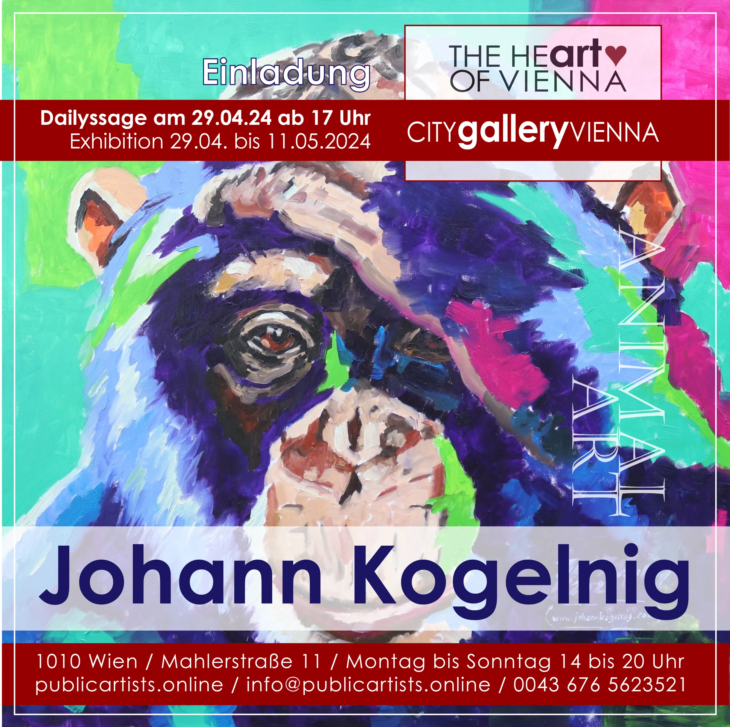 Johann Kogelnig CITYgalleryVIENNA'da HAYVAN SANATINI sergiliyor