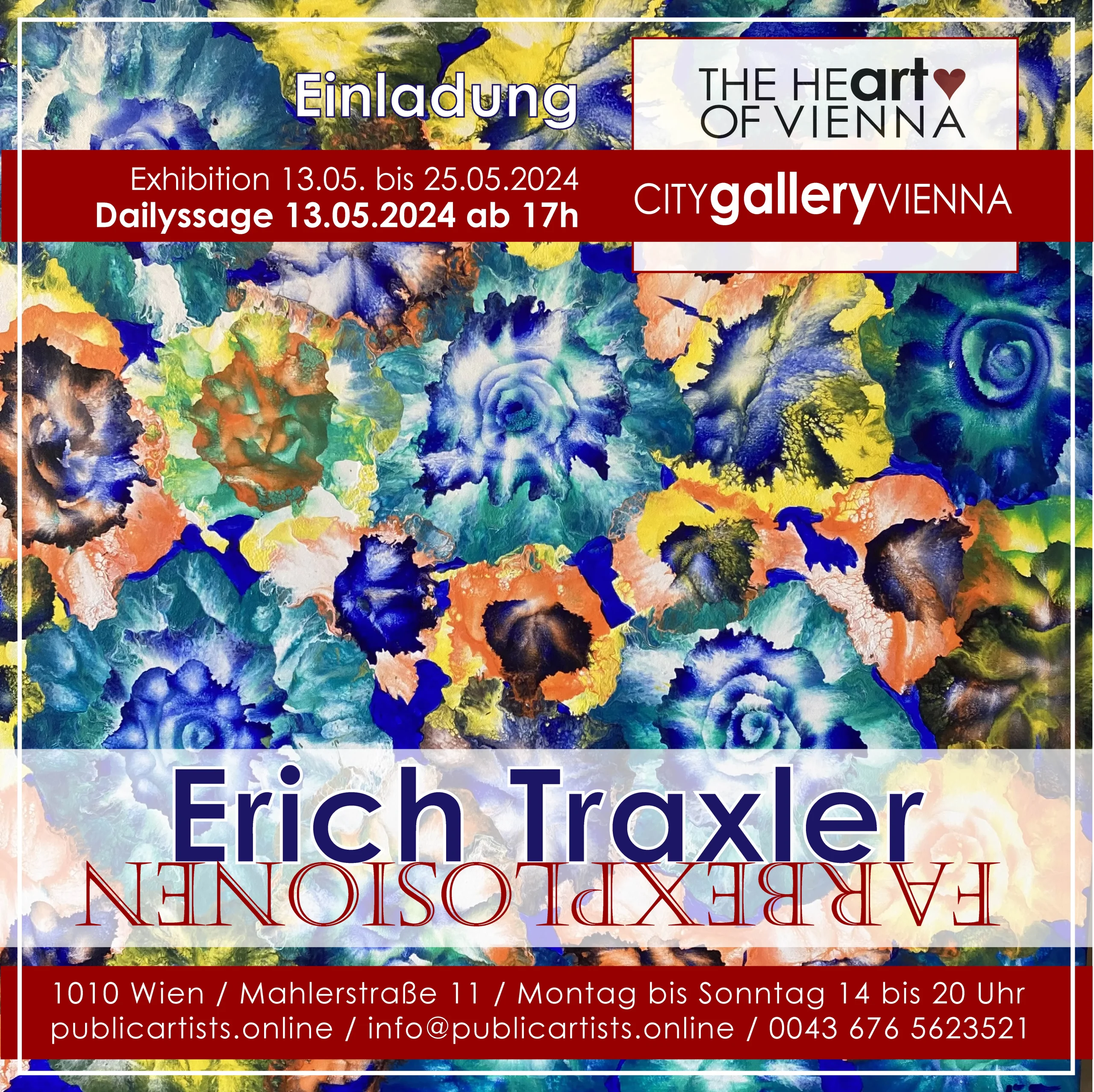 Erich Traxler vystavuje FARBEXPLOSIONS v CITYgalleryVIENNA